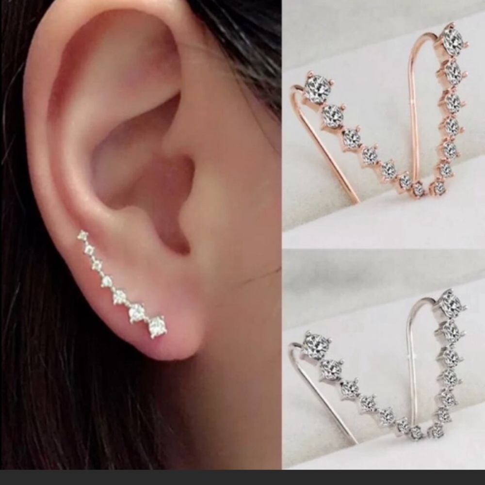 ⭐️3/$17⭐️ OR ❌FREE WITH BUNDLE❌ Rhinestone Crawler Earrings-rose gold or silver